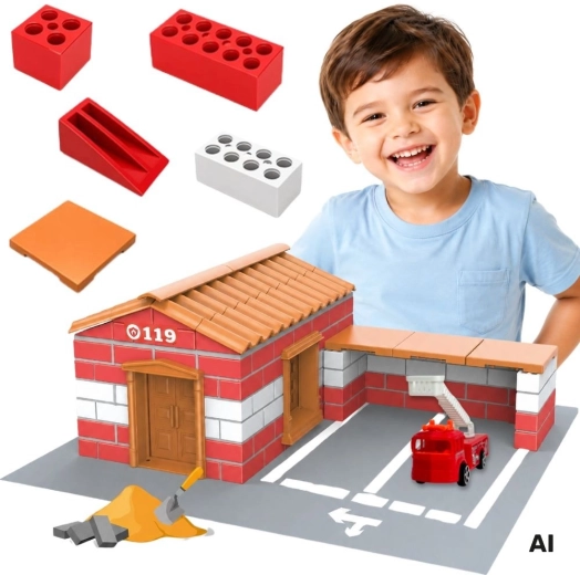 Woopie Fire Station Brick Building Set, 178 Pieces