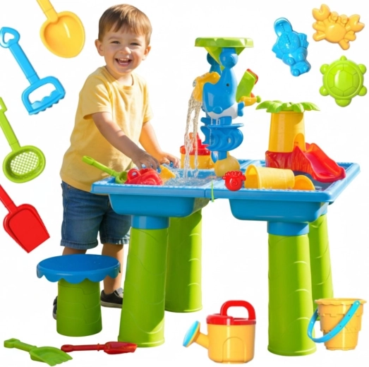 Woopie 3-in-1 water and sand table with chair and accessories