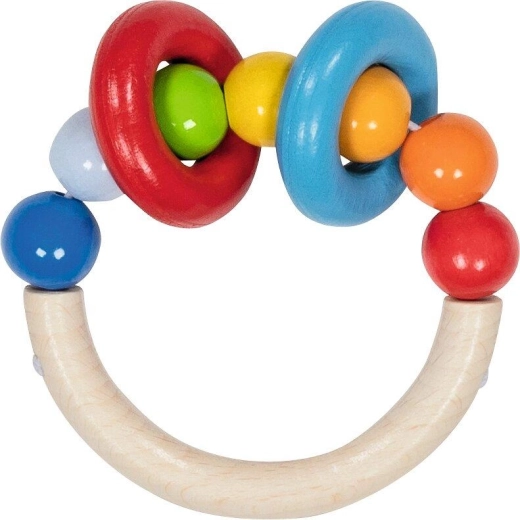 Wooden sensory ring semi-round with beads and 2 rings - 1 piece