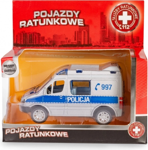 Police model MERCEDES-BENZ Sprinter 1:50 with pull-back drive by Daffi