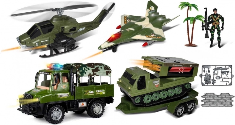 Military convoy truck with trailer and soldier 63 cm