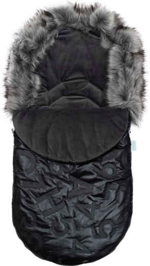 New Baby luxury winter footmuff with fur trim, black