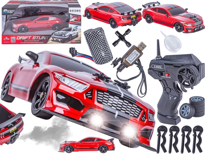 Дистанционно управляем дрифт автомобил Mustang 1:16 2,4 GHz 4WD с парен ефект и LED светлини - 1 брой