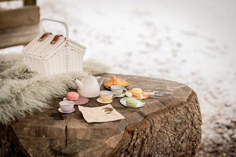 Portable basket for a tea picnic