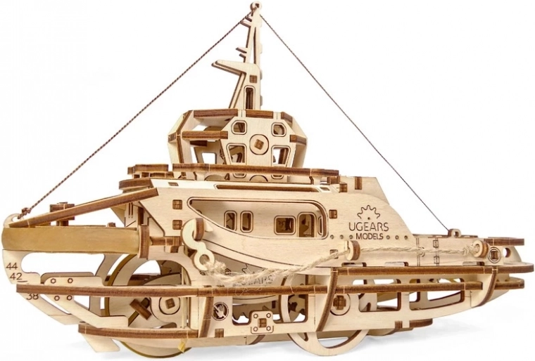 Ugears дървен механичен пъзел влекач
