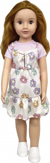Walking doll in floral dress 70 cm