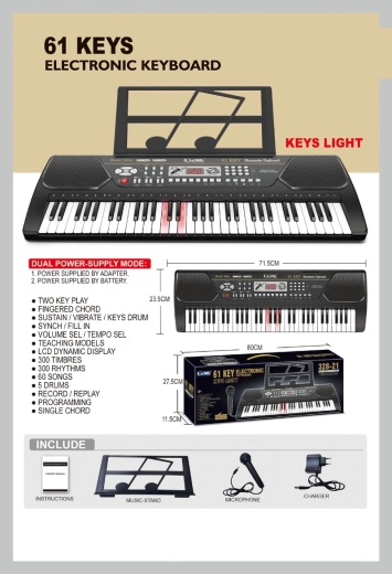 Electronic 61-key keyboard with microphone