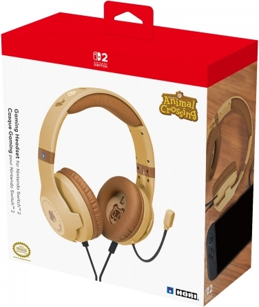 Геймърски хедсет HORI за Nintendo Switch 2 Animal Crossing Wood Brown