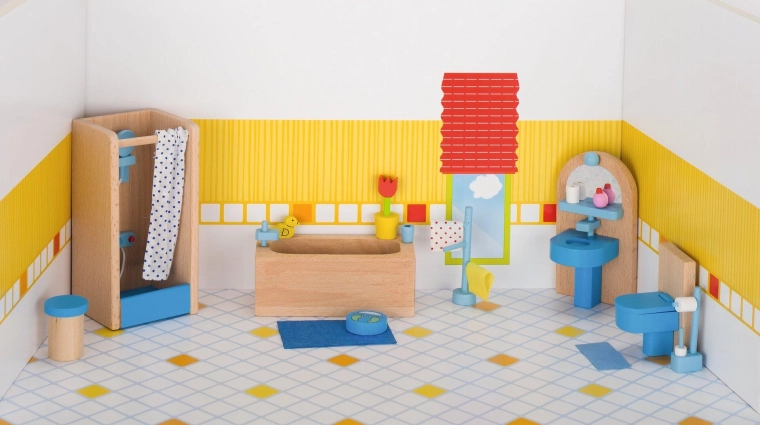 Goki Dollhouse Furniture – Bathroom with Accessories