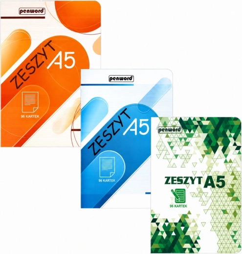 School notebook A5, squared, 96 sheets, mixed designs Penword - 1 piece