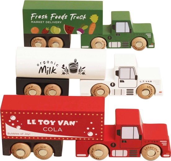 Le Toy Van дървен комплект товарни камиони за деца