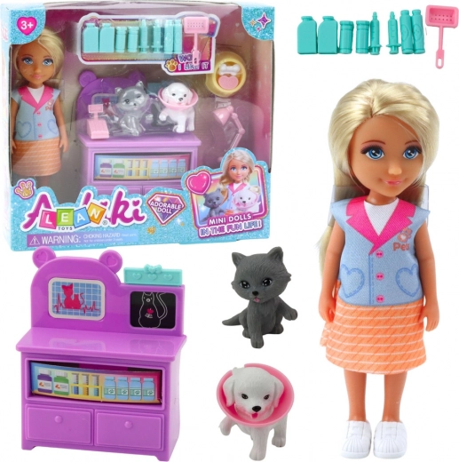 Mini Veterinarian Doll with Animals and Accessories
