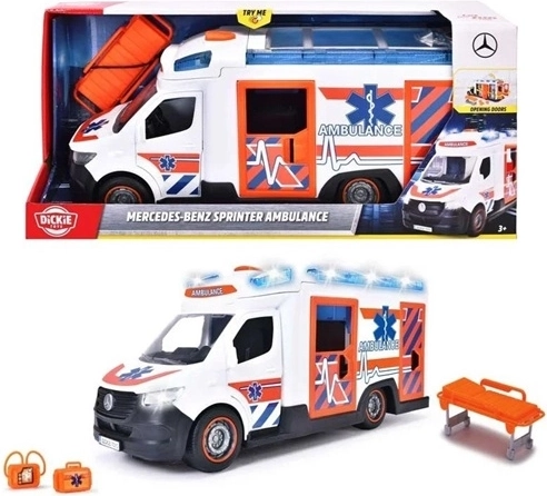 Dickie Toys SOS Mercedes-Benz Children's Ambulance with Light and Sound Effects