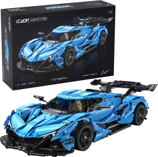 Конструктор CADA Master син V12 хиперавтомобил 1:8 (3865 части)