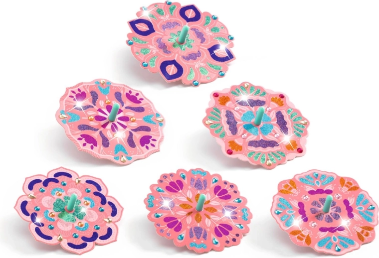 Glitter spinning tops full of color