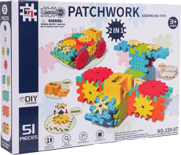 Creative Educational STEAM Building Set with Gears, 51 Pieces