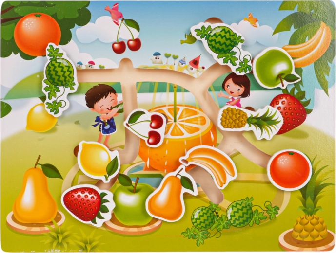 Wooden fruit and vegetable puzzle set