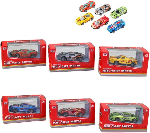 Metal sports racing car 8 cm in a box - 1 piece