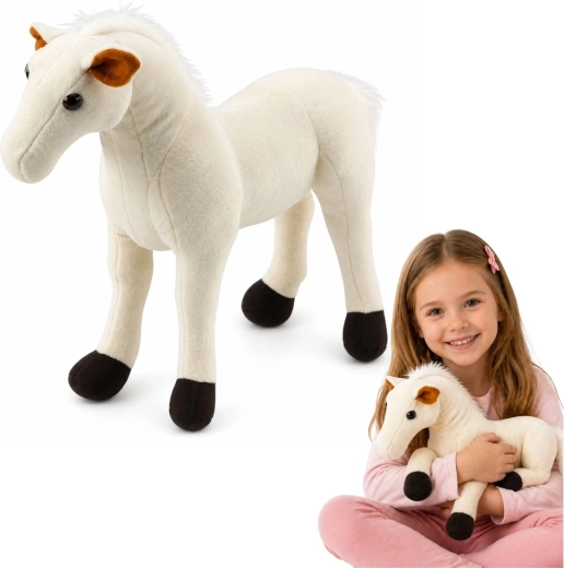 White Plush Horse 40 × 37 cm