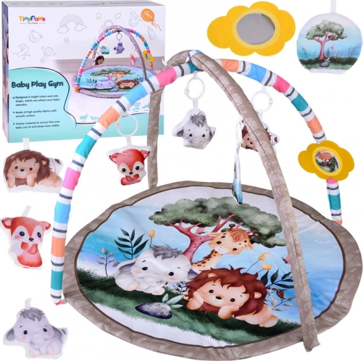 Colorful baby play and educational mat with animals