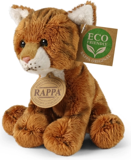 Плюшена рижава седяща котка 14 см eco friendly