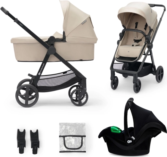 Kinderkraft NEWLY 3-in-1 travel system stroller with MINK PRO i-Size car seat – Black