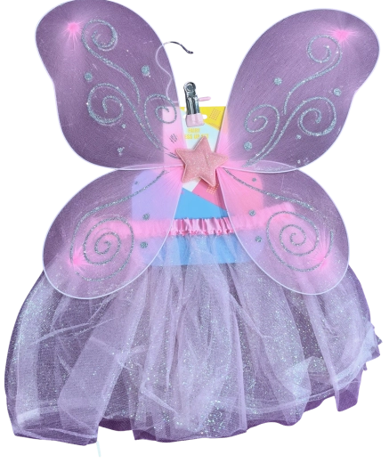 Fairy costume with pink wings and tutu skirt - 1 piece