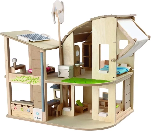 PlanToys еко къщичка за кукли с мебели