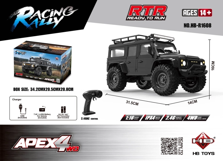 APEX 4 RTR Off-Road RC Car 1:16 Black
