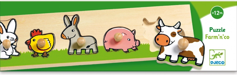 Djeco Peg Puzzle with Knobs – Farm Animals
