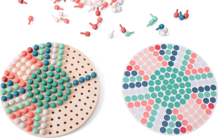 Wooden Mosaic with Pegs and Templates
