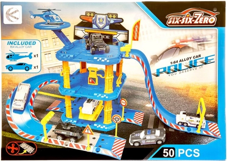 Multi-level parking garage with police track – 50 pieces