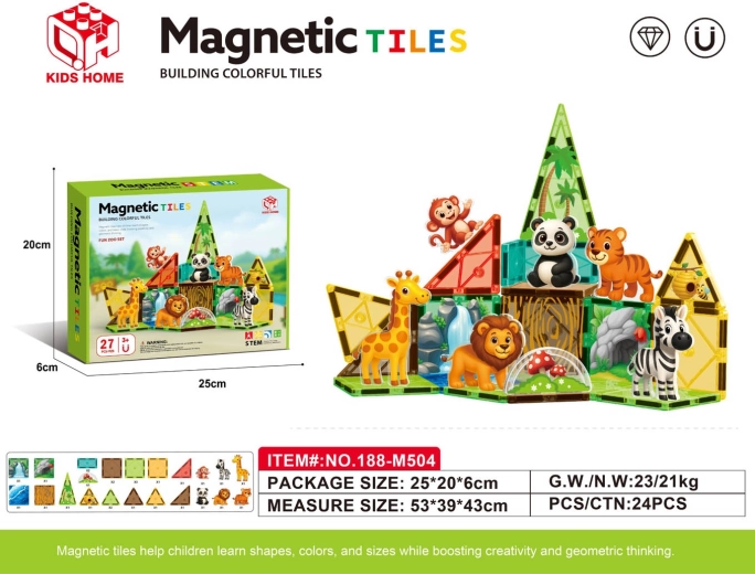 Magnetic ZOO Building Set, 27 Pieces