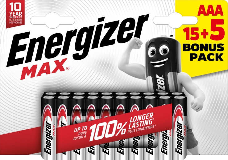 Алкални батерии Energizer Max AAA 20 бр.