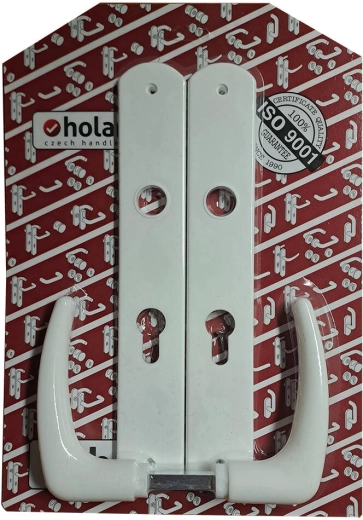 Classic Door Handle with XXL Backplate 72 mm, white plastic