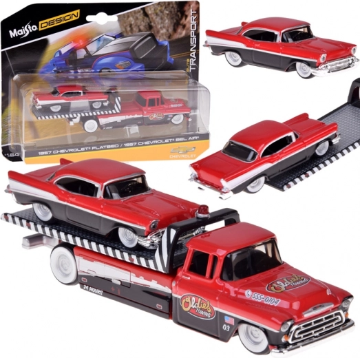 Maisto метален комплект 1:64 – репатриращ автомобил CHEVROLET Flatbed 1957 и CHEVROLET Bel Air