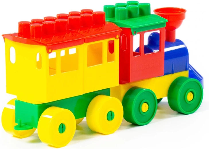 Colorful pieces and rolling wheels