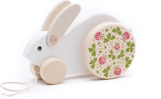 Large white wooden pull-along rabbit Bajo