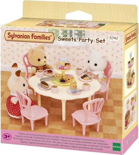 Sylvanian Families table, chairs and sweets – tea set for figures