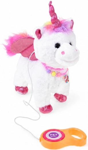 Walks, moves its head and sings in English