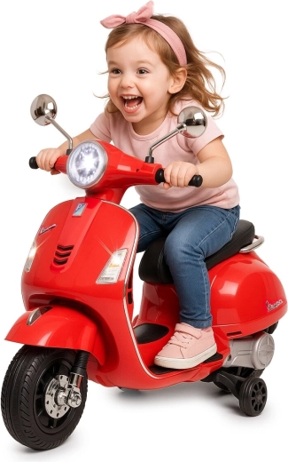 Детски електрически скутер Vespa GTS 125, червен