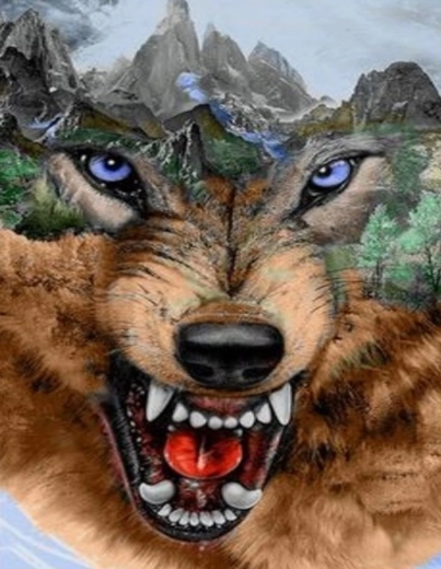 Norimpex диамантено рисуване вълк и планини 80 × 40 см