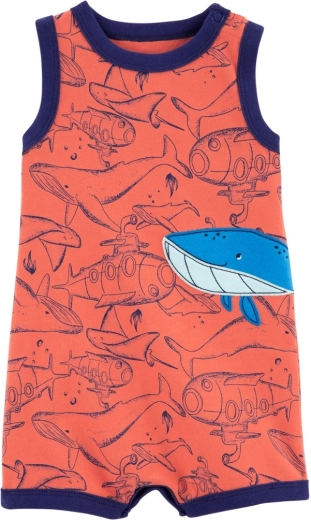 Carter's Orange Whale summer romper for boys – 6m