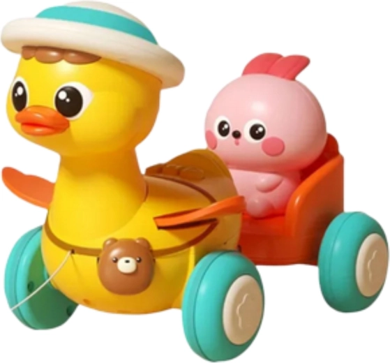 Duck with a bunny in the trailer