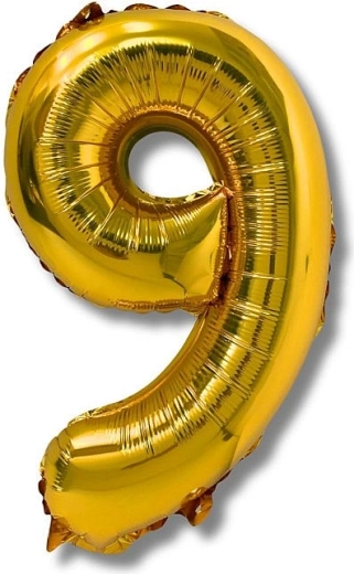 Foil Balloon Number 9, 40 cm, Gold