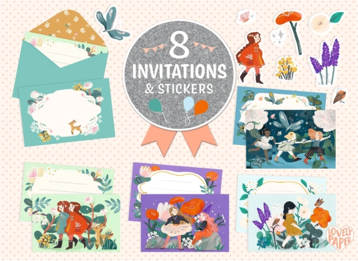 DJECO gift set of invitations Garden Friends