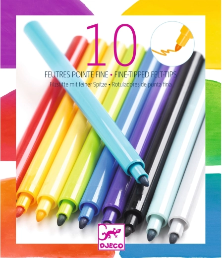 Djeco fine-tip markers, 10 pcs