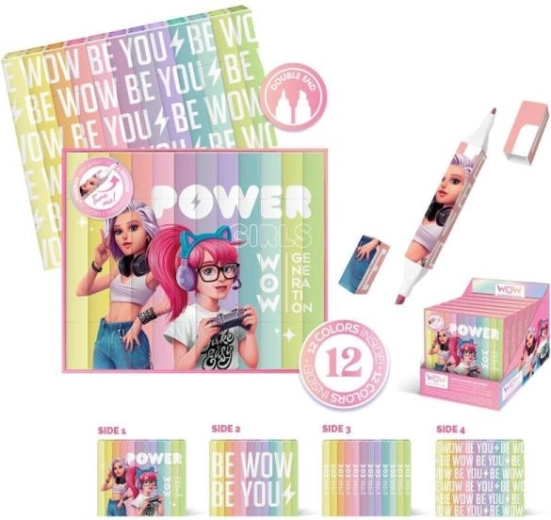 Двустранни флумастери 12 цвята WOW Generation