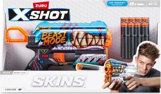 Пенен бластер X-Shot Skins Flux – Beast Mode (8 стрелички)
