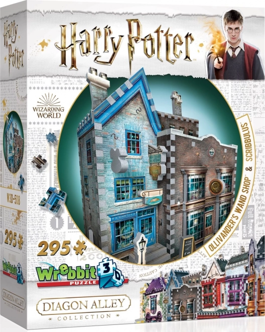 3D пъзел WREBBIT HARRY POTTER: Магазинът за пръчки на Оливандър и Scribbulus – 295 части